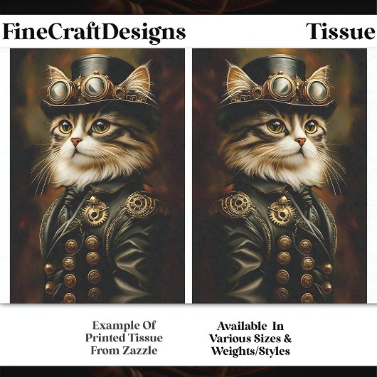 Papier Mousseline Portrait de chat tabby Steampunk royal découpage D