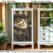 Papier Mousseline Portrait de chat tabby Steampunk royal découpage D