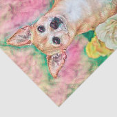 Papier Mousseline Portrait de Chihuahua vert rose pâle (Détail)