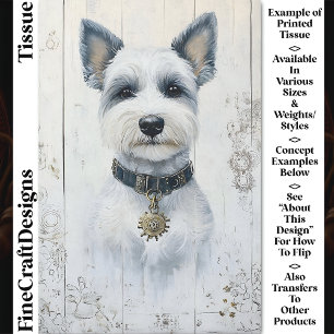 Papier Mousseline Portrait de chiot chien Westie blanc mignon CX1 Dé