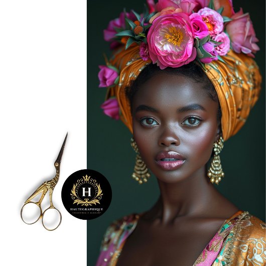 Papier Mousseline Portrait de déesse de la Couronne rose florale