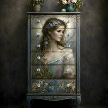 Portrait de femme florale romantique découpage