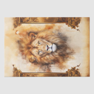 Papier Mousseline Portrait de Lion couleur Aquarelle de luxe avec ca
