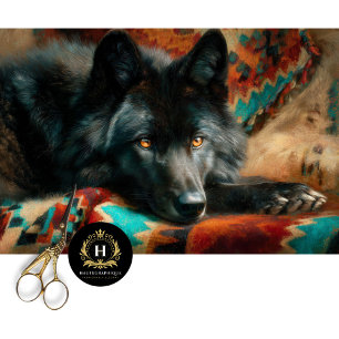 Papier Mousseline Portrait de loup noir de Canyon Night