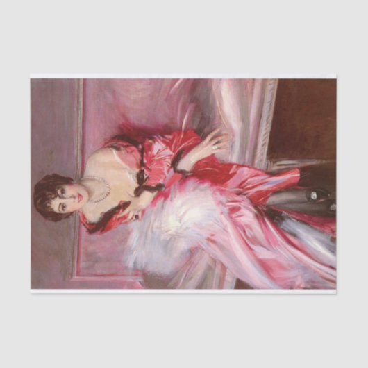Papier Mousseline Portrait de Madame Juillard En Rouge par Boldini (Recto)