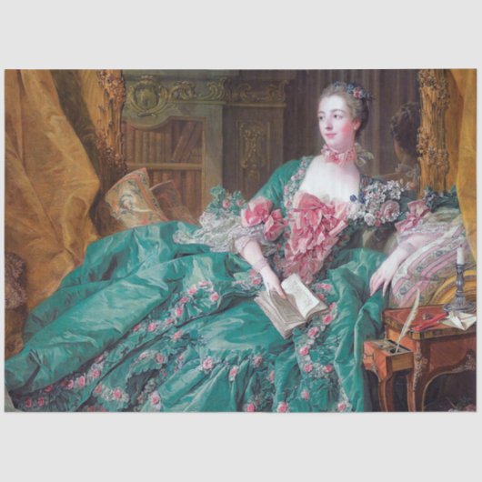 Papier Mousseline Portrait de Madame Pompadour, Boucher (Recto)