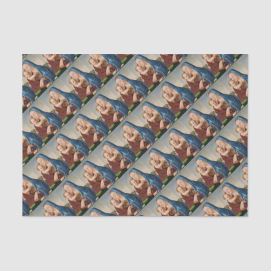 Papier Mousseline Portrait de Marie tenant le bébé Jésus (Recto)