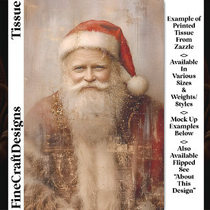 Papier Mousseline Portrait de Père Noël vintage chic DZ1RF découpage