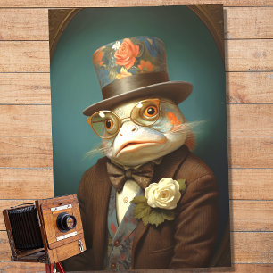 Papier Mousseline Portrait de poisson en costume et Casquette 4 papi