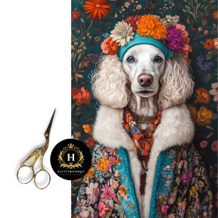 Papier Mousseline Portrait de Poodle français Boho en découpage