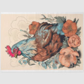 Papier Mousseline Portrait de poulet en fleurs 6 Papier de découpage (Recto)