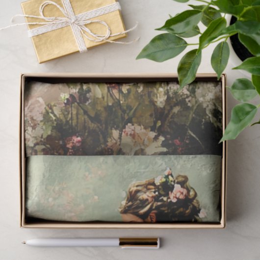 Papier Mousseline Portrait de printemps vert (Cadeau)