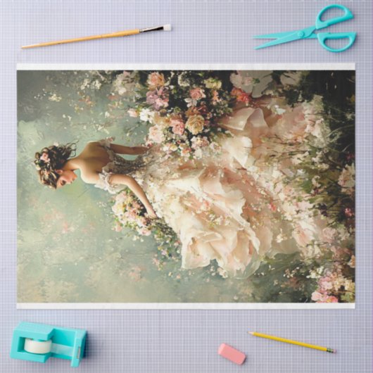 Papier Mousseline Portrait de printemps vert (Artisanat)