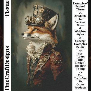 Papier Mousseline Portrait de renard Steampunk victorien CJ7 Découpa