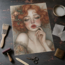 Portrait de rousse rebelle Decoupage