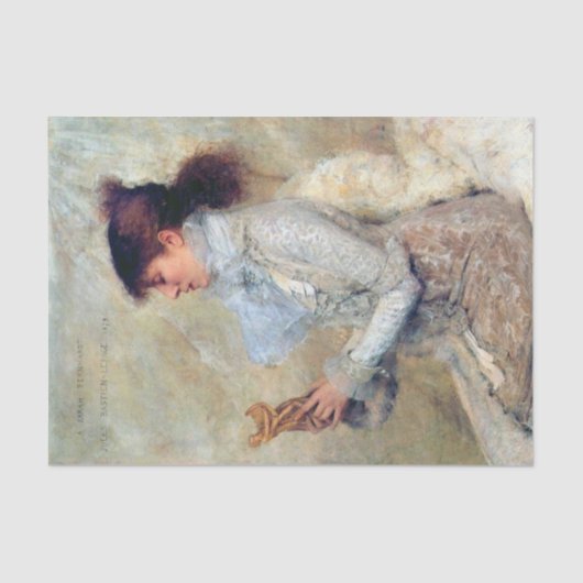 Papier Mousseline Portrait de Sarah Bernhardt par Jules Bastien  (Recto)