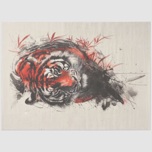 Papier Mousseline Portrait de tigre du Bengale (Recto)