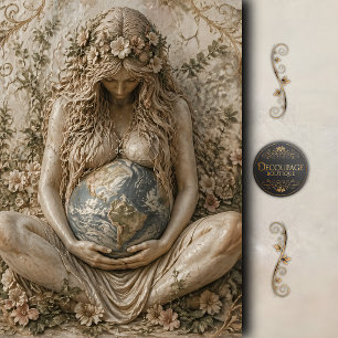 Papier Mousseline Portrait Découpage de la Déesse Terre Mère