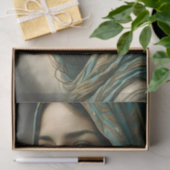 Papier Mousseline Portrait découpé turquoise (Cadeau)