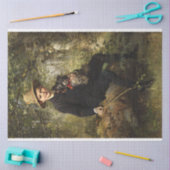 Papier Mousseline Portrait d'un garçon avec un chien dans une forêt  (Artisanat)