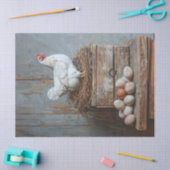 Papier Mousseline Portrait d'un poulet avec des oeufs découpage (Artisanat)