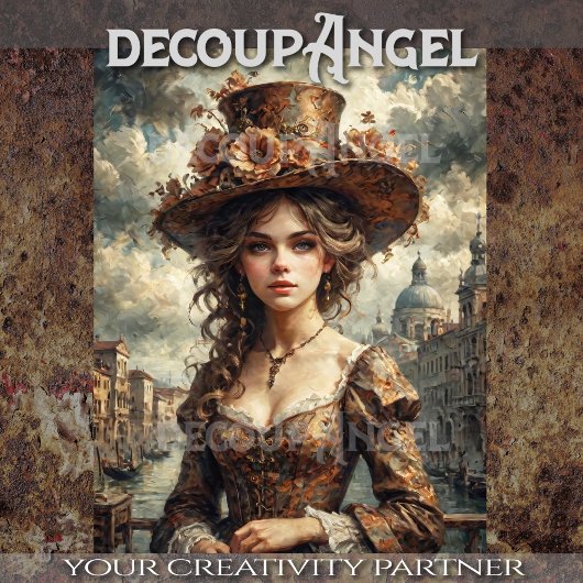 Papier Mousseline Portrait d'une femme à Venise - Découpage -