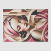 Papier Mousseline Portrait en Art Déco - Rose - Découpage - (Recto)