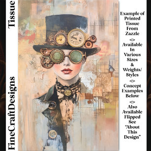 Papier Mousseline Portrait en collage de femme Steampunk DJ9L Découp