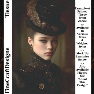 Papier Mousseline Portrait Steampunk Noir & Or DN8R Découpage