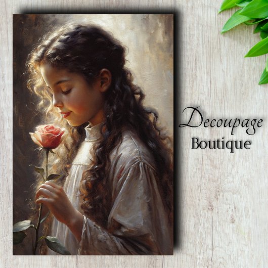 Papier Mousseline Portrait victorien romantique & Découpage Rose