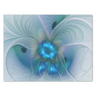 Papier Mousseline Position, Abstrait bleu turquoise fractal