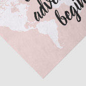 Papier Mousseline Positive rose Commençons l'aventure Carte du Monde (Détail)