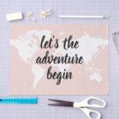 Papier Mousseline Positive rose Commençons l'aventure Carte du Monde (Artisanat)