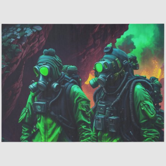 Papier Mousseline Post Apocalyptic Hazmat Team Decoupage (Recto)