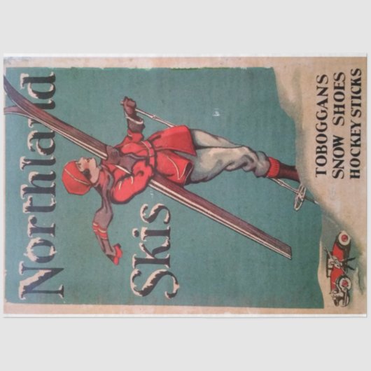 Papier Mousseline Poster Art Nouveau 24 Ski Découpage Tissu Papier (Recto)