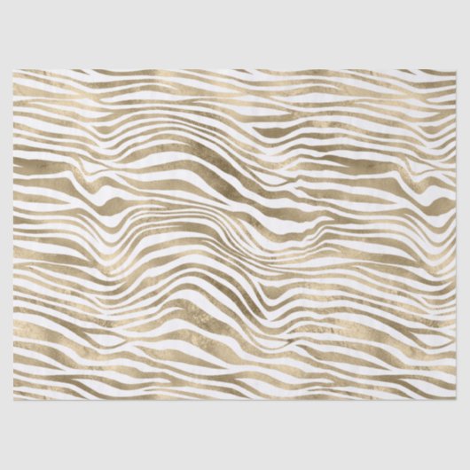 Papier Mousseline Poster de animal blanc Glam Gold Zebra   (Recto)