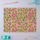 Papier Mousseline Poster de animal léopard aux fleurs d'aquarelle ro (Artisanat)