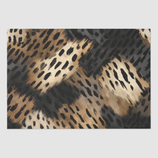 Papier Mousseline Poster de animal Leopard Black Gold Cream (Recto)