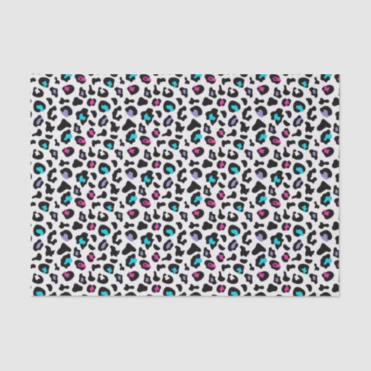 Papier Mousseline Poster de animal léopard rose et bleu (Recto)