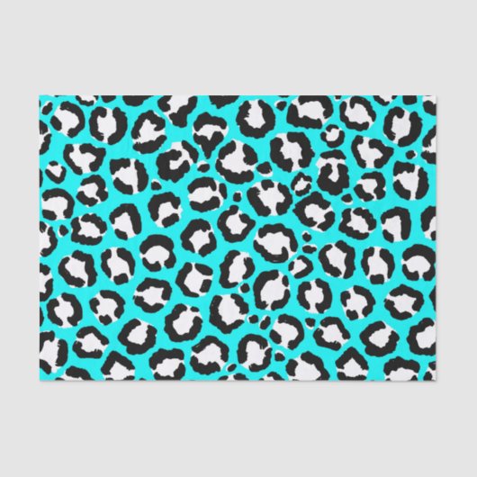 Papier Mousseline Poster de animal moderne Cyan Blue Leopard (Recto)