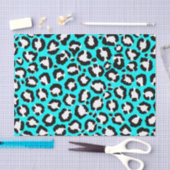 Papier Mousseline Poster de animal moderne Cyan Blue Leopard (Artisanat)