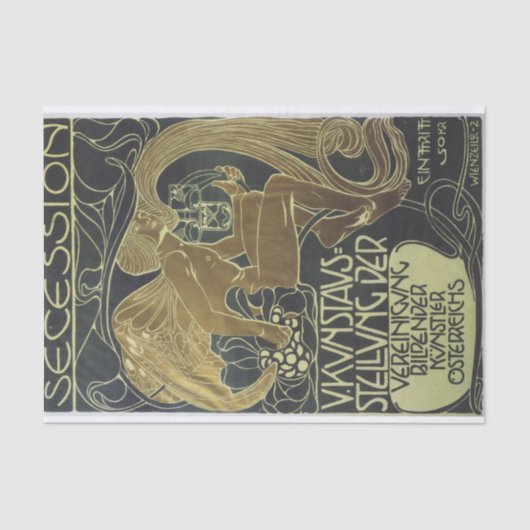 Papier Mousseline Poster de Five Art Exhibition par Koloman Moser (Recto)