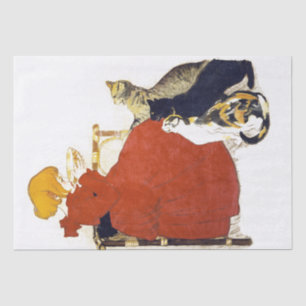 Papier Mousseline Poster français Vintage Cats Girl Milkl Tissue Pap