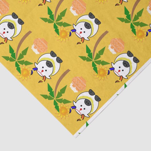 Papier Mousseline Pot pongal, vache et arbre (Détail)