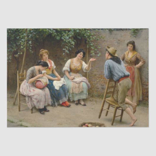 Papier Mousseline Potins dans le jardin (Scène italienne) (Recto)