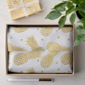 Papier Mousseline Pots d'ananas et de Confetti tropicaux en or (Cadeau)