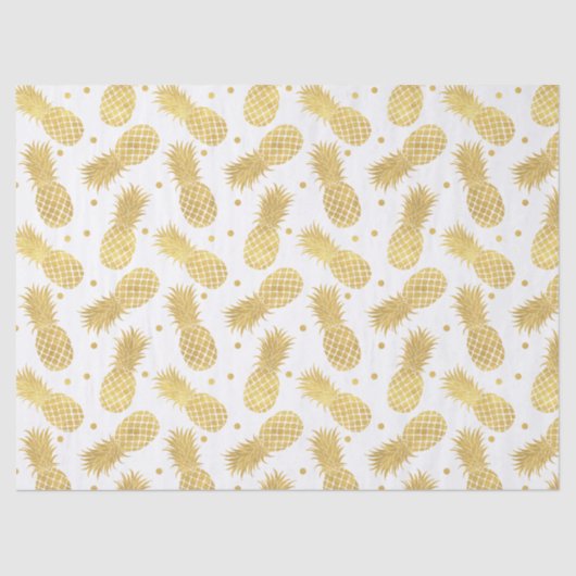 Papier Mousseline Pots d'ananas et de Confetti tropicaux en or (Recto)
