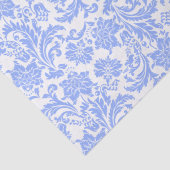 Papier Mousseline Poudre bleu et blanc Damas florales (Détail)