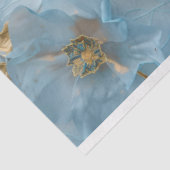 Papier Mousseline Poudre bleu et or floral (Détail)