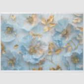 Papier Mousseline Poudre bleu et or floral (Recto)